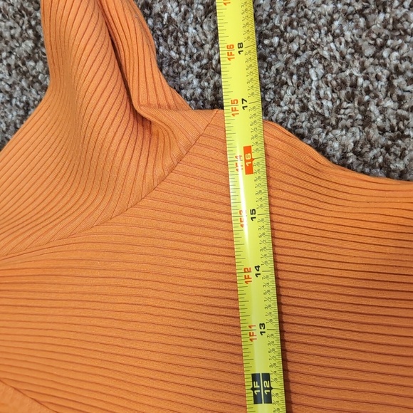 Aritzia Wilfred Free Orange Ribbed Long Sleeve Bodycon Mini dress Size Large - Picture 5 of 8